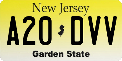 NJ license plate A20DVV