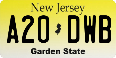 NJ license plate A20DWB