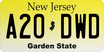 NJ license plate A20DWD