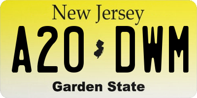 NJ license plate A20DWM