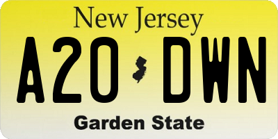 NJ license plate A20DWN