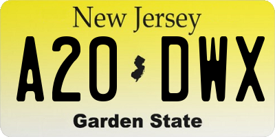 NJ license plate A20DWX