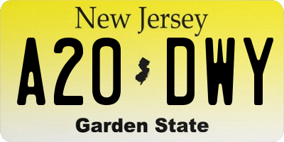 NJ license plate A20DWY