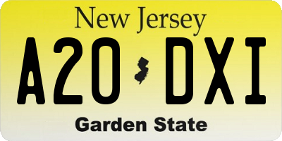 NJ license plate A20DXI