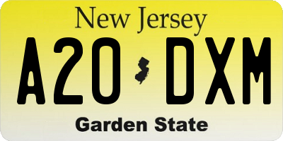 NJ license plate A20DXM