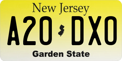 NJ license plate A20DXO
