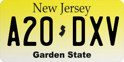 NJ license plate A20DXV