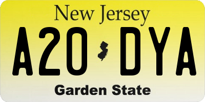 NJ license plate A20DYA