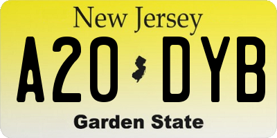 NJ license plate A20DYB
