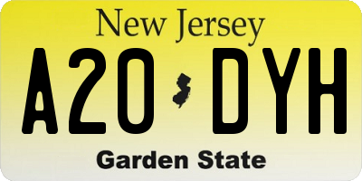 NJ license plate A20DYH