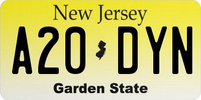 NJ license plate A20DYN