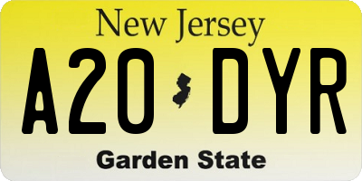 NJ license plate A20DYR