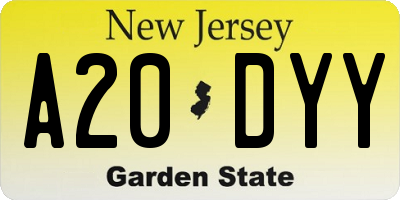 NJ license plate A20DYY
