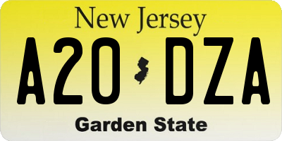 NJ license plate A20DZA