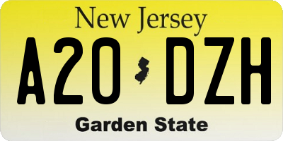 NJ license plate A20DZH