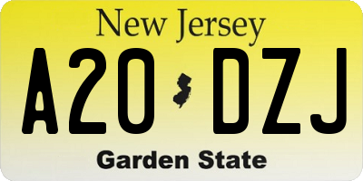 NJ license plate A20DZJ