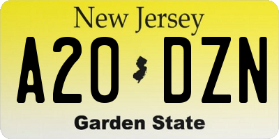 NJ license plate A20DZN