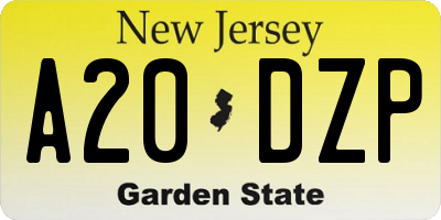 NJ license plate A20DZP