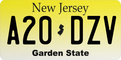 NJ license plate A20DZV