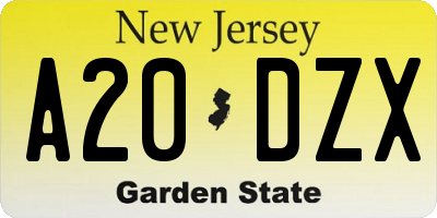 NJ license plate A20DZX