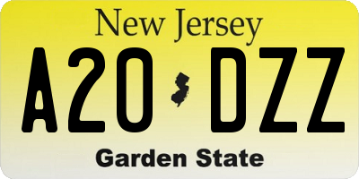 NJ license plate A20DZZ
