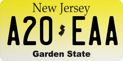 NJ license plate A20EAA