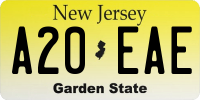 NJ license plate A20EAE