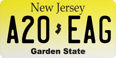 NJ license plate A20EAG