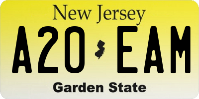 NJ license plate A20EAM