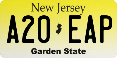 NJ license plate A20EAP