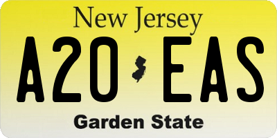 NJ license plate A20EAS