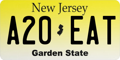 NJ license plate A20EAT