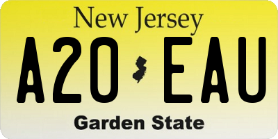 NJ license plate A20EAU