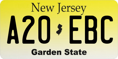 NJ license plate A20EBC