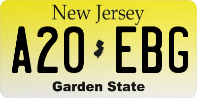 NJ license plate A20EBG
