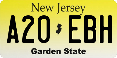 NJ license plate A20EBH