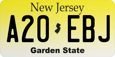 NJ license plate A20EBJ