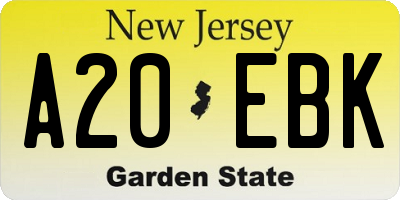 NJ license plate A20EBK
