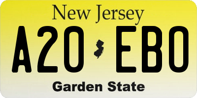 NJ license plate A20EBO