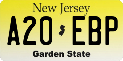 NJ license plate A20EBP