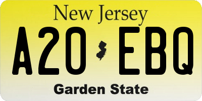 NJ license plate A20EBQ