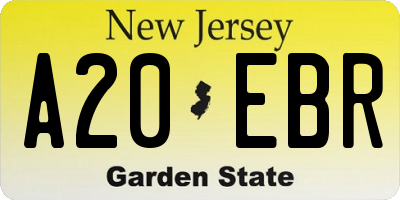 NJ license plate A20EBR