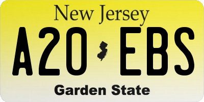 NJ license plate A20EBS