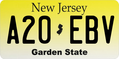 NJ license plate A20EBV