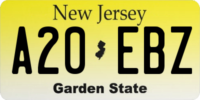 NJ license plate A20EBZ