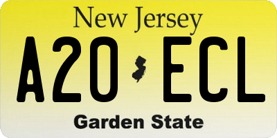 NJ license plate A20ECL