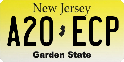 NJ license plate A20ECP