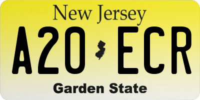 NJ license plate A20ECR
