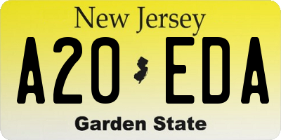 NJ license plate A20EDA