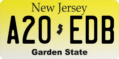 NJ license plate A20EDB